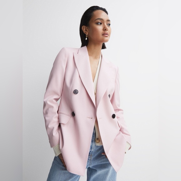 Reiss Jackets & Blazers - NWT REISS Evelyn Wool Blend Double Breasted Blazer in Pink
